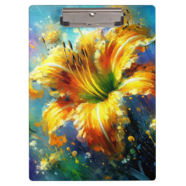 デイリリーデイリライフラワーイエローティール（緑がかった色）印象派 クリップボード