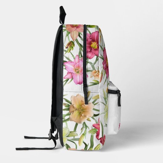 デイリリーフローラボタニカルアートパーソナライズされた プリントバックパック (左)
