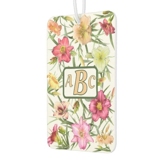 デイリリーフローラ植物模様パーソナライズされた カーエアーフレッシュナー (左)