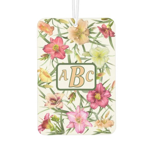 デイリリーフローラ植物模様パーソナライズされた カーエアーフレッシュナー (裏面)