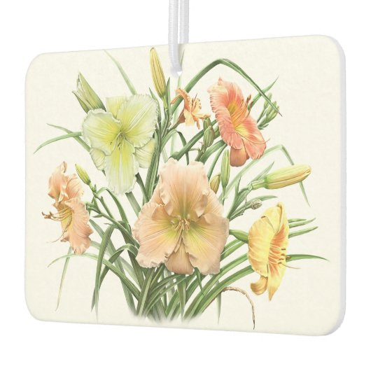 デイリリーブーケフローラボタニカルアートデザイン カーエアーフレッシュナー (左)