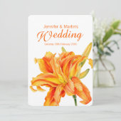 デイリリー ヘメロカリス 花 オレンジ アート ウェディング 招待状 (スタンド正面)