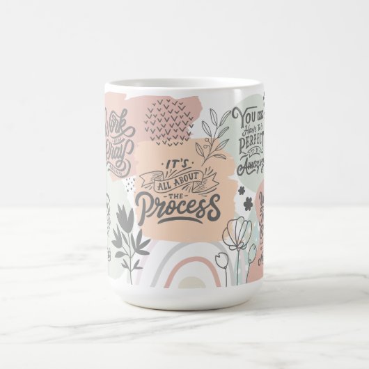 デイリーやる気を起こさせるリマインダー引用文ボタニカルシック コーヒーマグカップ (中央)