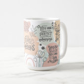 デイリーやる気を起こさせるリマインダー引用文ボタニカルシック コーヒーマグカップ (正面右)