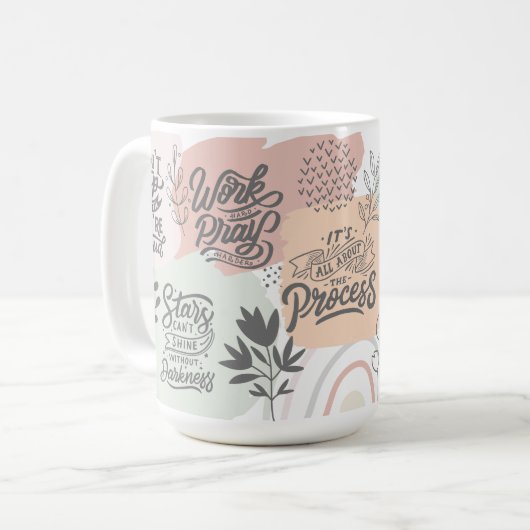 デイリーやる気を起こさせるリマインダー引用文ボタニカルシック コーヒーマグカップ (正面左)