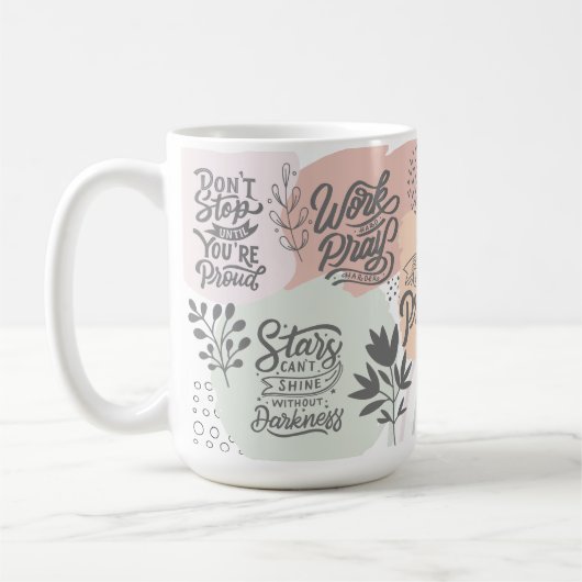 デイリーやる気を起こさせるリマインダー引用文ボタニカルシック コーヒーマグカップ (左)