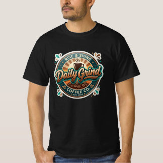 デイリーグリンドコーヒー株式会社 - レトロなヴィンテージカフェバッジ Tシャツ