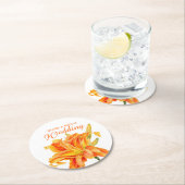 デイリージュエメロカリスフローラ結婚オレンジのコースター ラウンドペーパーコースター (インサイチュ)