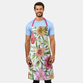 デイリースオールオーバーフローラ植物学プリント エプロン (着用した状態)