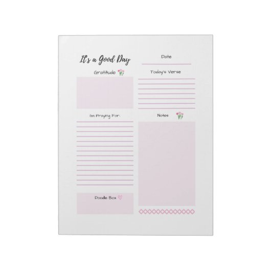 デイリープランナー感謝祈りの言葉ピンク ノートパッド (回転)