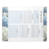 デイリープランナー 白と青の花柄 ノートパッド (正面)