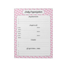デイリー団体や組織- Pink Gingham Notepad