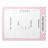 デイリー団体や組織- Pink Gingham Notepad ノートパッド (正面)