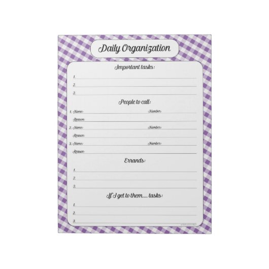 デイリー団体や組織- Purple Gingham Notepad ノートパッド (回転)