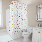 デイリー引用文赤イエローピンクオレンジ色の花フローラ シャワーカーテン (インサイチュ)