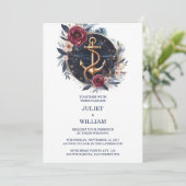 デイロープノットボート船ネイビーブルー航海の結婚ズ 招待状 (スタンド正面)