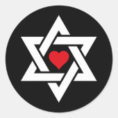 デイヴィッドのスター赤いハート ラウンドシール (正面)