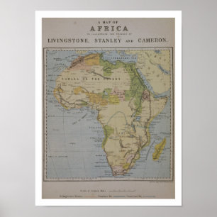 デイヴィッドの旅行を説明するアフリカの地図 ポスター