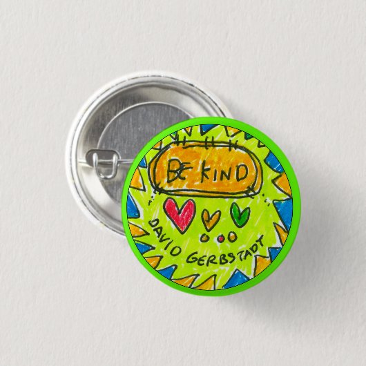 デイヴィッドのgerbstadtは、親切のボタン、3つのハートです、 缶バッジ (正面&裏面)