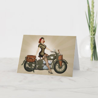 デイヴィッドソンArmy Motorcycle Pinup下士官の挨拶状 カード