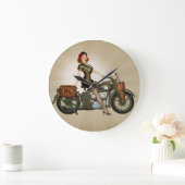 デイヴィッドソンArmy Motorcycle Pinup下士官の時計 ラージ壁時計 (ホーム)