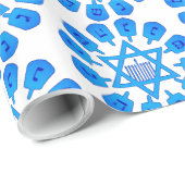 デイヴィッド・ハヌカーのブルー&ホワイト・スター ラッピングペーパー (ロールコーナー)