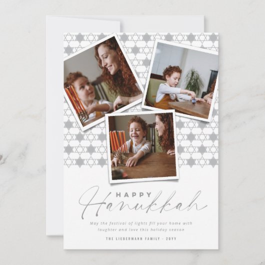 デイヴィッド・ハヌカーの幾何学銀色の星3枚の写真 シーズンカード (正面)