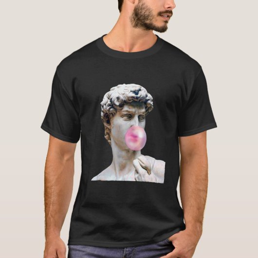 デイヴィッド・ミケランジェロChewing Bubble Gum彫像マンW Tシャツ (正面)