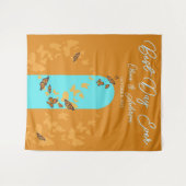 デイ最高のエバー金ゴールドアクア(昆虫)オオカバマダラ、モナークバタフライ結婚ズ タペストリー (正面(横))