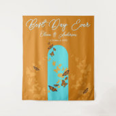 デイ最高のエバー金ゴールドアクア(昆虫)オオカバマダラ、モナークバタフライ結婚ズ タペストリー (正面)