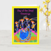 デイ・オブ・ザ・デッド・グリーティング踊りカトリナ カード (黄色い花)