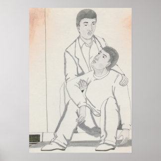 デイ＋シーンで路上で座り込んでいる別の黒人男性を助ける黒人男性 ポスター