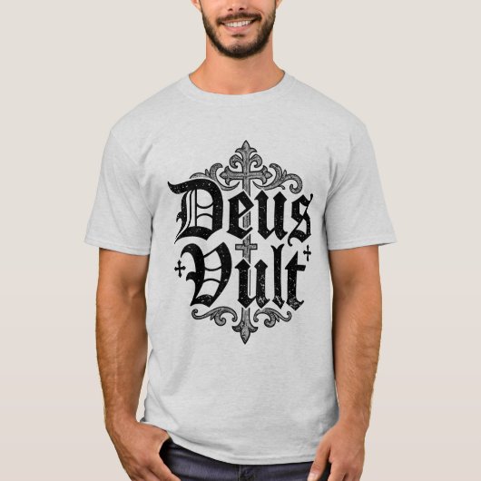 デウス・ヴルト 十字軍 十字架 キリスト教 タトゥー スタイル Tシャツ (正面)