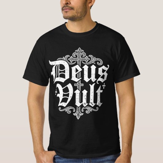 デウス・ヴルト 十字軍 十字架 キリスト教 タトゥー スタイル Tシャツ (正面)