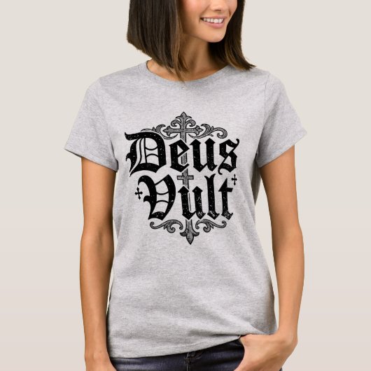 デウス・ヴルト 十字軍 十字架 キリスト教 タトゥー スタイル Tシャツ (正面)