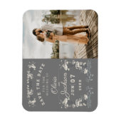 デエレガントータを保存するほこりの多い灰色と白のフローラ マグネット (縦)