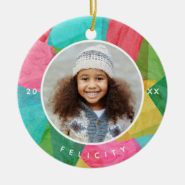 デカカラフルフェイクップフォトクリスマス セラミックオーナメント