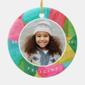 デカカラフルフェイクップフォトクリスマス セラミックオーナメント (裏面)