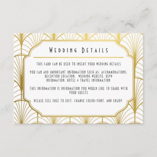 デカダンスの金アールデコの招待状 エンクロージャーカード (正面)