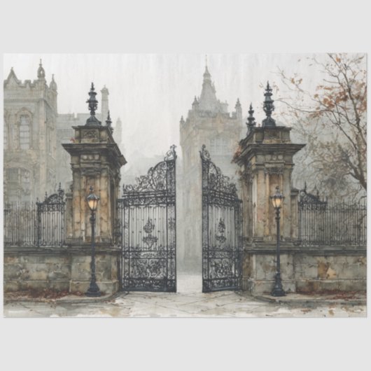 デカップアイルランドの風化した鉄門城 薄葉紙 (正面)