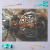 デカップアメリカのインドの戦士の女性を虎で 薄葉紙 (クラフト)