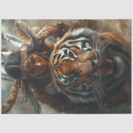 デカップアメリカのインドの戦士の女性を虎で 薄葉紙