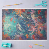 デカップアンダーウォーター海海洋生物 薄葉紙 (クラフト)