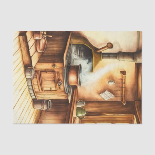 デカップウォーターカラーカントリーキッチン 薄葉紙 (正面)