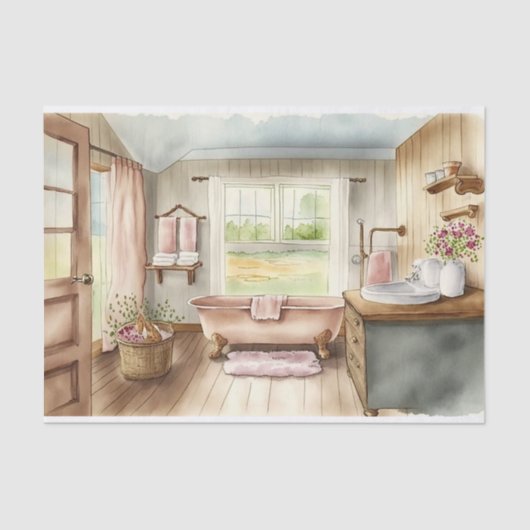 デカップウォーターカラーカントリーバスルーム 薄葉紙 (正面)
