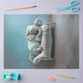 デカップエレファントヴィンテージソファに横たわるティール(緑がかった色) 薄葉紙 (クラフト)