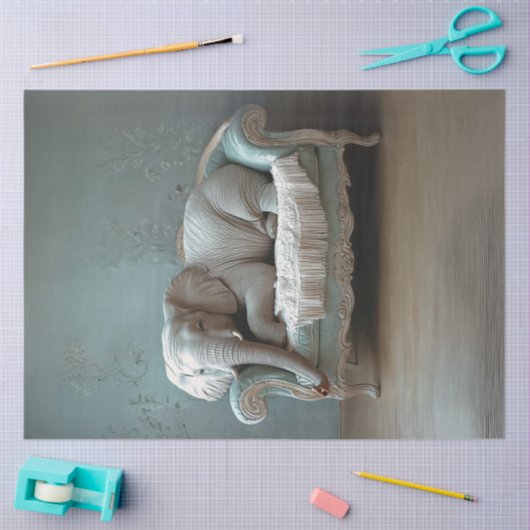 デカップエレファント横たわるヴィンテージソファー 薄葉紙 (クラフト)