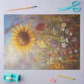 デカップオ鮮やかイル絵付けヒマワリ 薄葉紙 (クラフト)