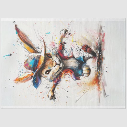 デカップカラーお洒落スプラッシュの絵画うさぎ 薄葉紙 (正面)