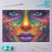 デカップカラー鮮やかマルディグラスマスク 薄葉紙 (クラフト)